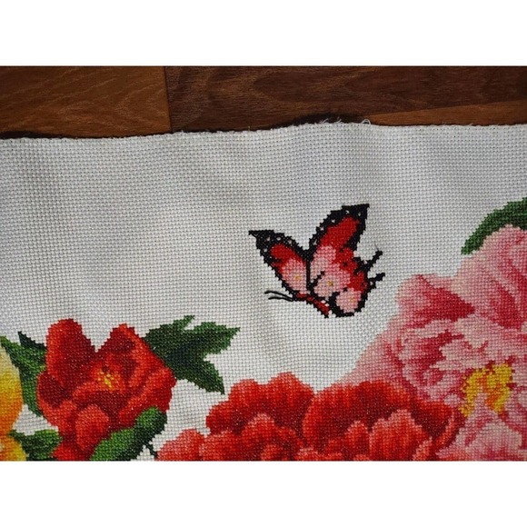 Chinese hand Floral Peony Tapestry embroidery Textile Panel 41 X 16 Colorful - Picture 8 of 15